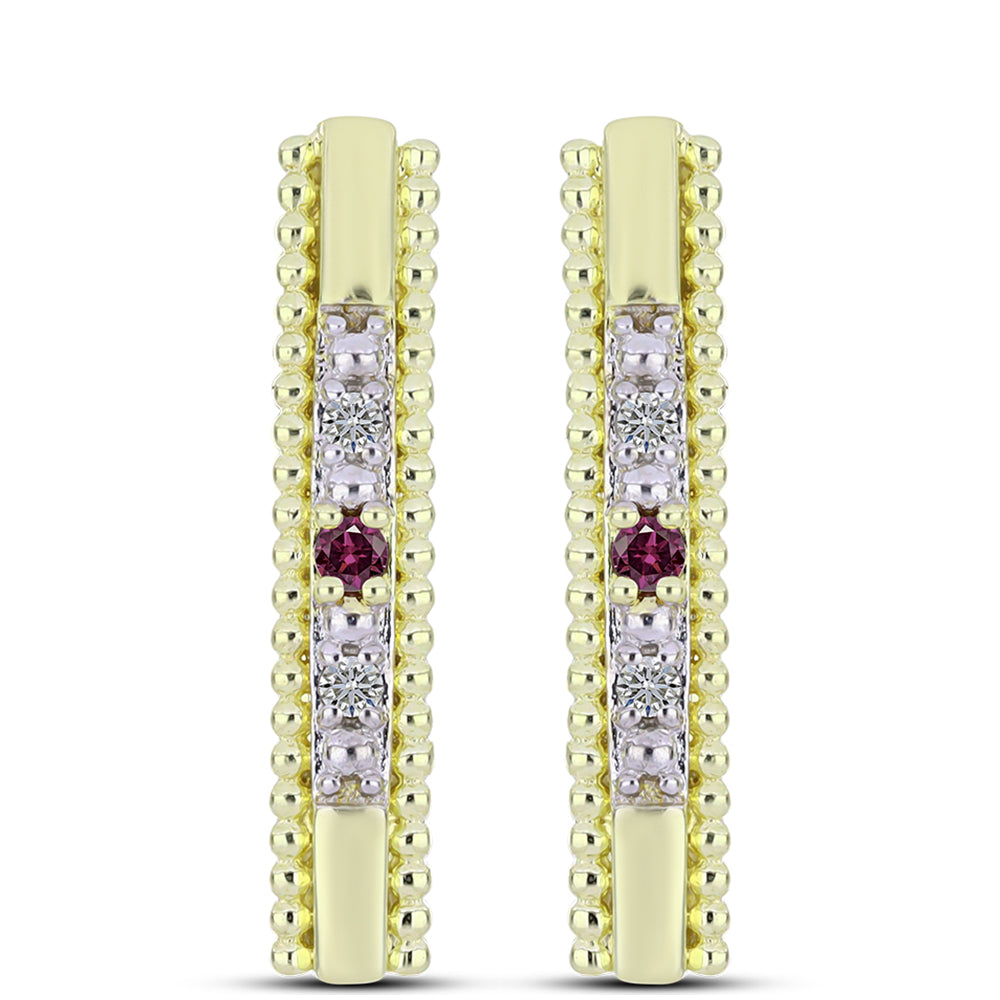Goldplattierte Silberohrringe mit lila Diamant und weißem Diamant 1 