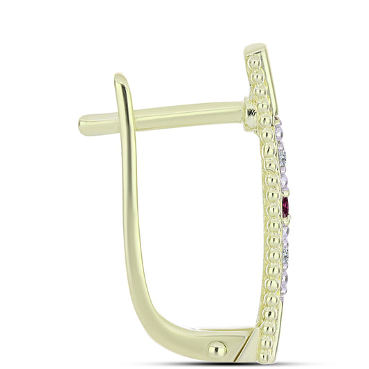 Goldplattierte Silberohrringe mit lila Diamant und weißem Diamant