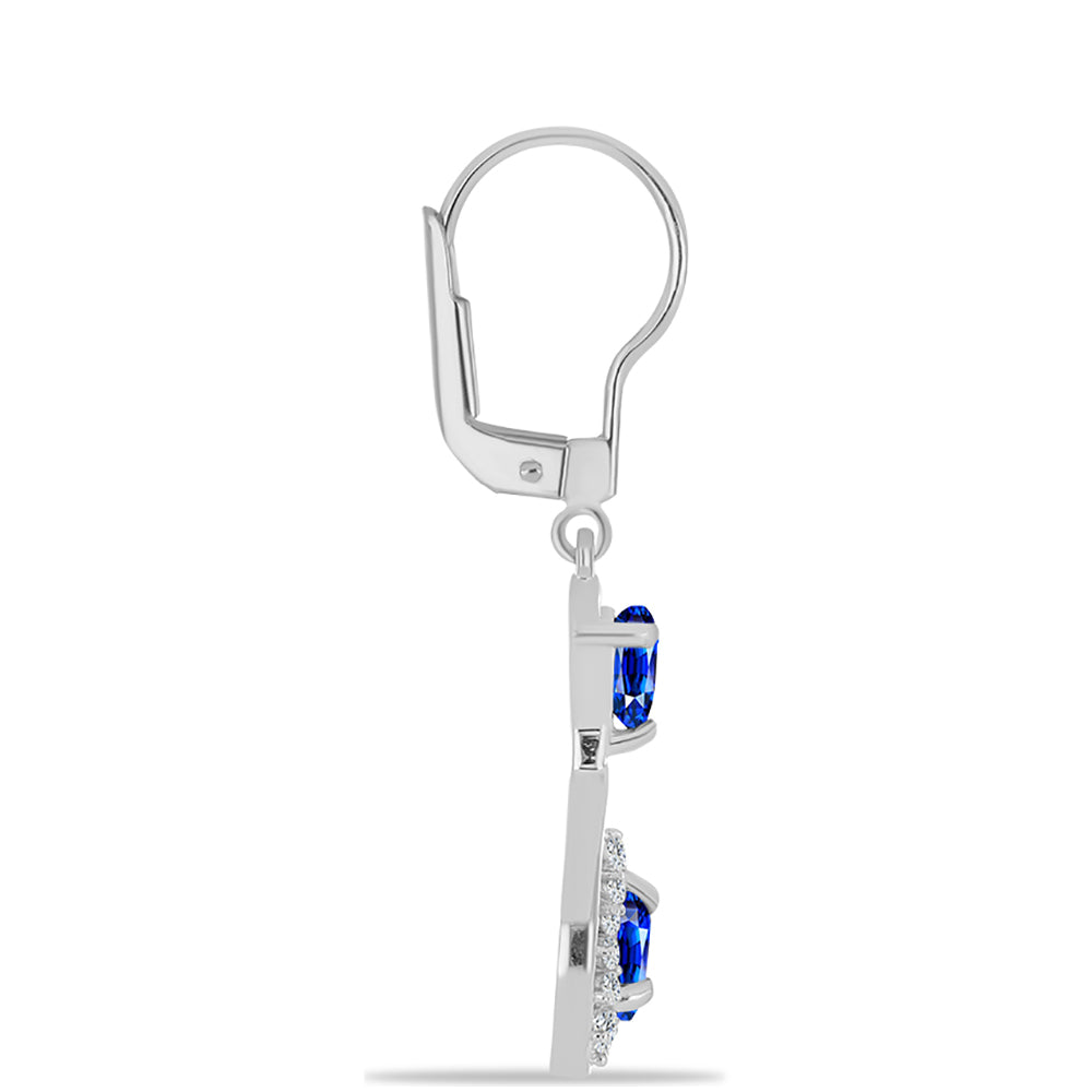 Silberohrringe mit australischem blauem Saphir und weißem Topas