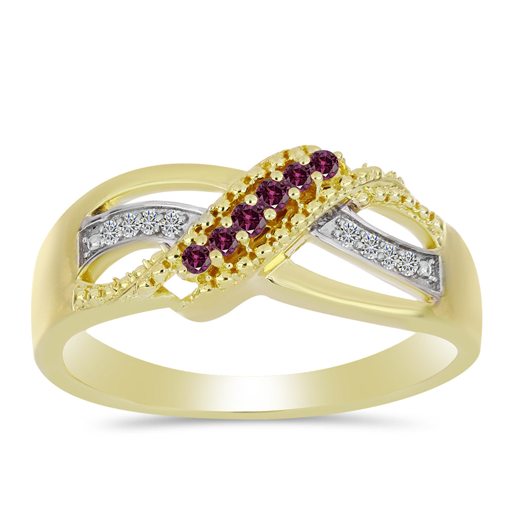 Goldplattierter Silberring mit lila Diamant 3 