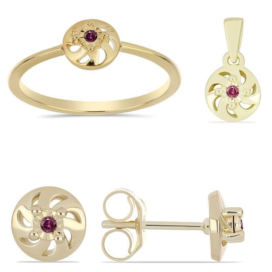 schmuckgarnitur aus Goldplattierte Silber mit lila Diamant