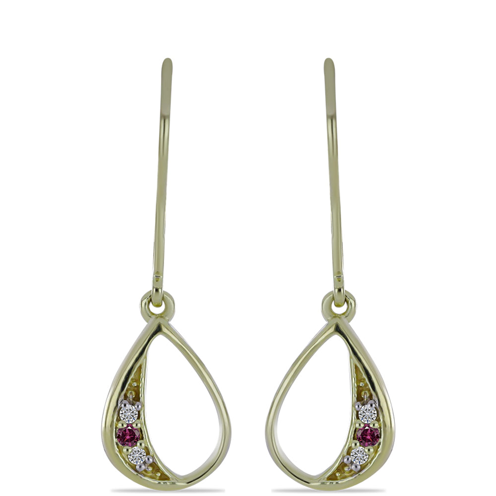 Goldplattierte Silberohrringe mit lila Diamant und weißem Diamant