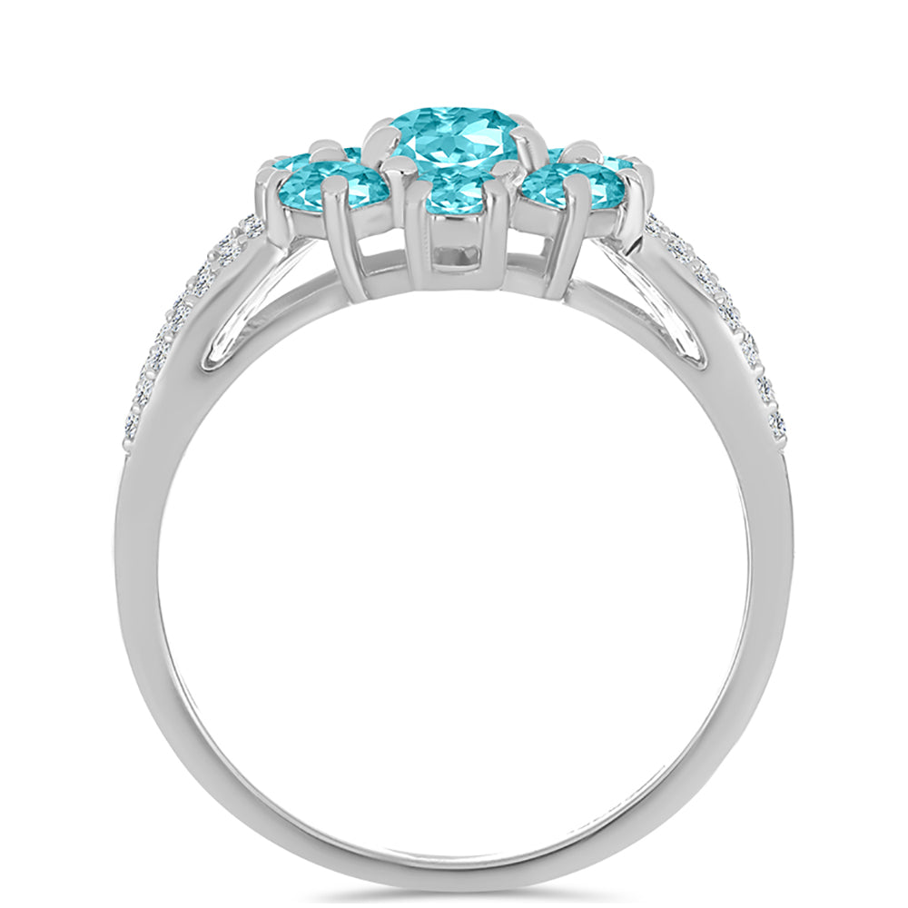 Silberring mit Paraiba Quarz und weißem Topas