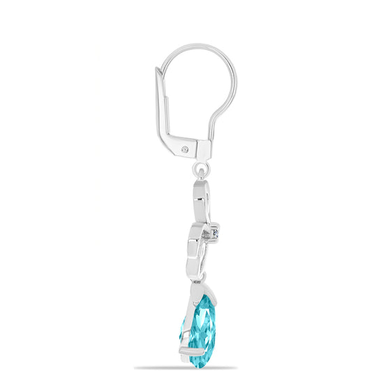 Silberohrringe mit Paraiba Quarz und weißem Topas