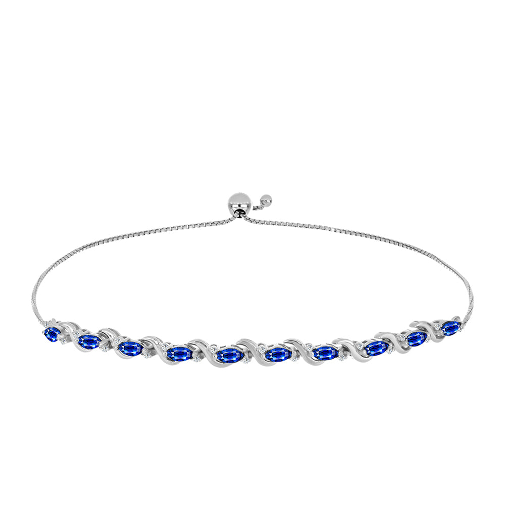 Silberarmband mit australischem blauem Saphir und weißem Topas 1 
