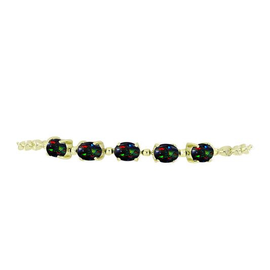 Goldplattiertes Silberarmband mit mitternachtsschwarzem äthiopischen Opal aus Lega Dembi