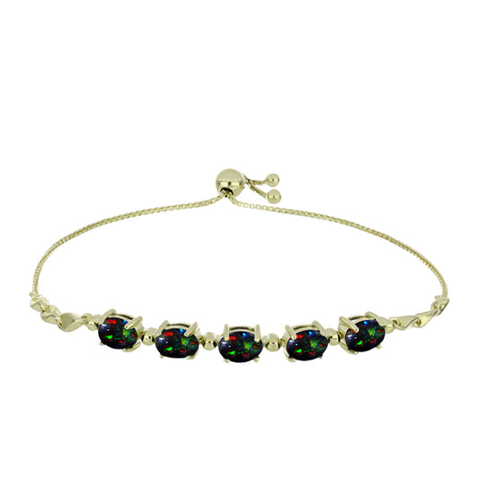 Goldplattiertes Silberarmband mit mitternachtsschwarzem äthiopischen Opal aus Lega Dembi
