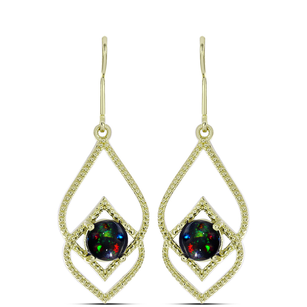 Goldplattierte Silberohrringe mit mitternachtsschwarzem äthiopischen Opal aus Lega Dembi