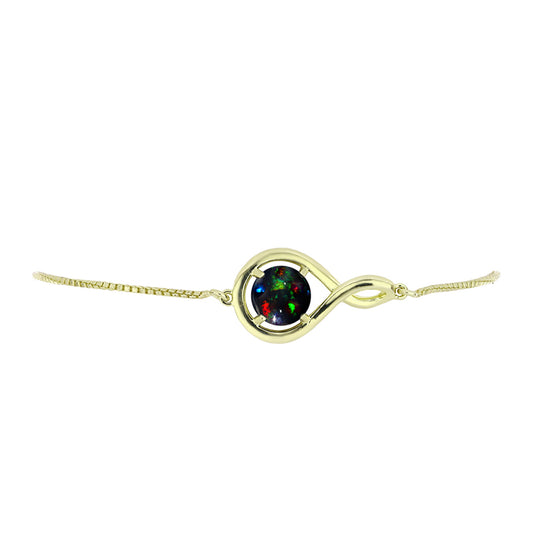 Goldplattiertes Silberarmband mit mitternachtsschwarzem äthiopischen Opal aus Lega Dembi