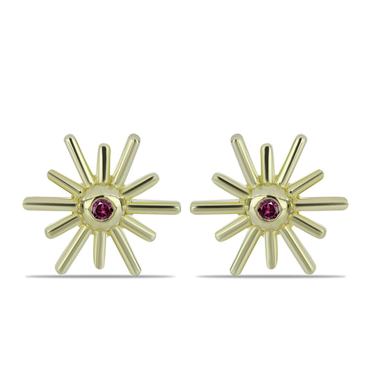 Goldplattierte Silberohrringe mit lila Diamant
