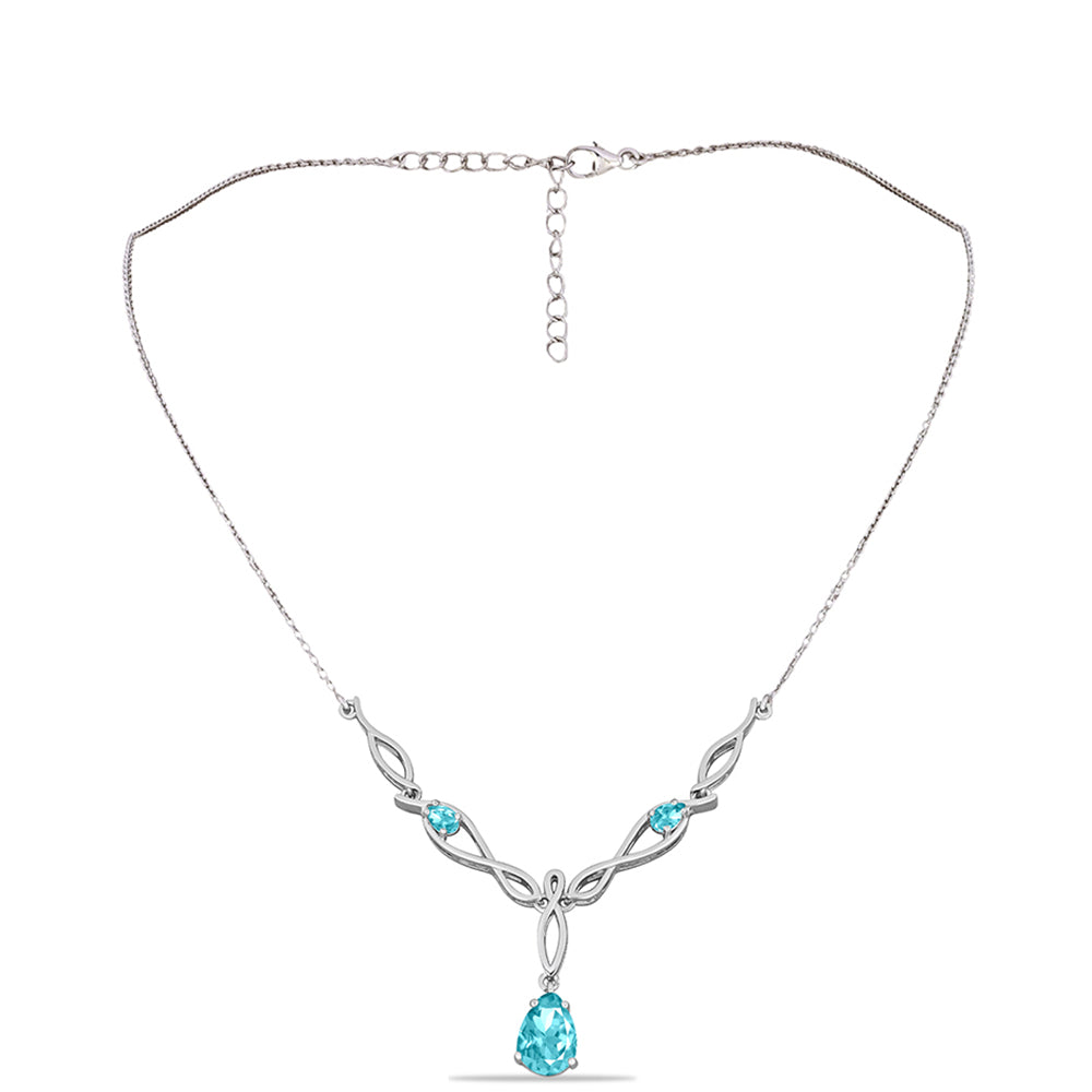 Silberhalskette mit Paraiba Quarz