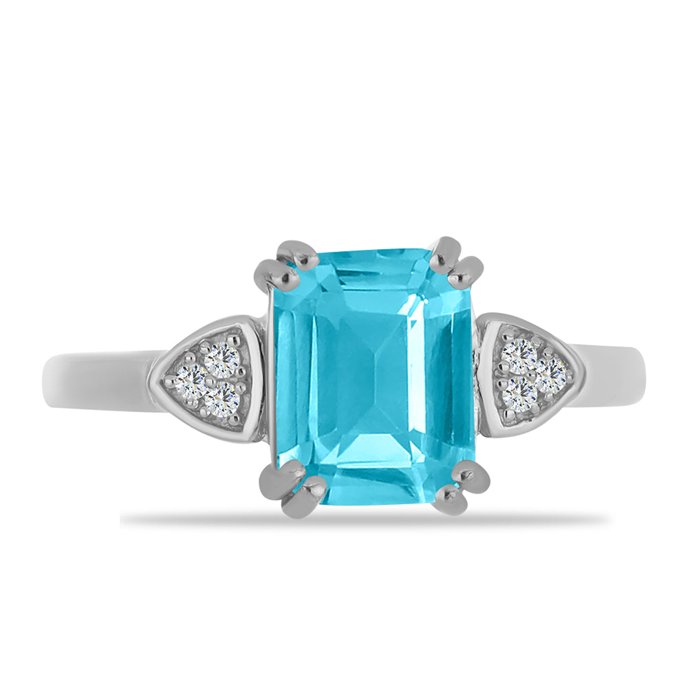 Silberring mit Paraiba Quarz und weißem Topas 1 
