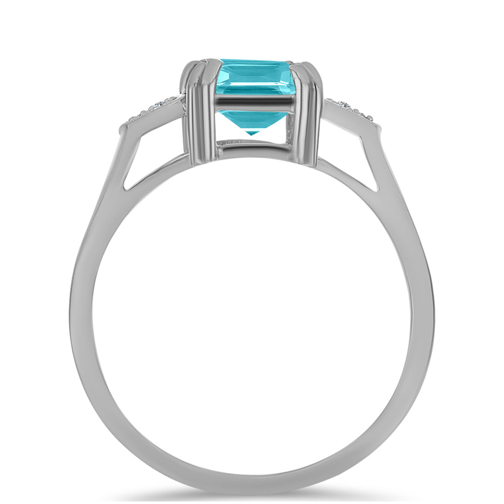 Silberring mit Paraiba Quarz und weißem Topas