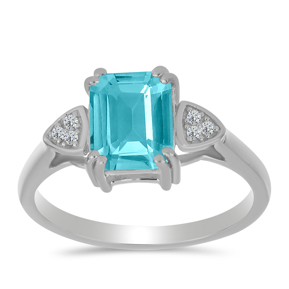 Silberring mit Paraiba Quarz und weißem Topas 3 