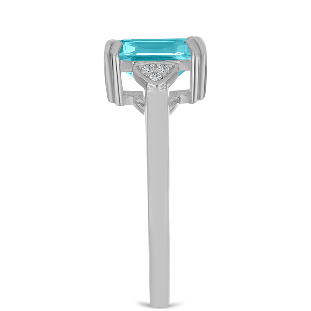 Silberring mit Paraiba Quarz und weißem Topas 4 