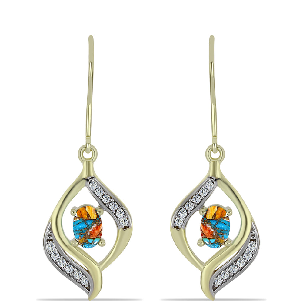 Goldplattierte Silberohrringe mit Austerntürkis und weißem Topas