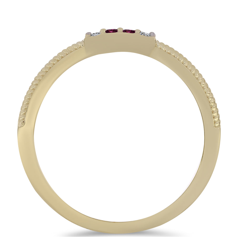 Goldplattierter Silberring mit lila Diamant und weißem Diamant 3 