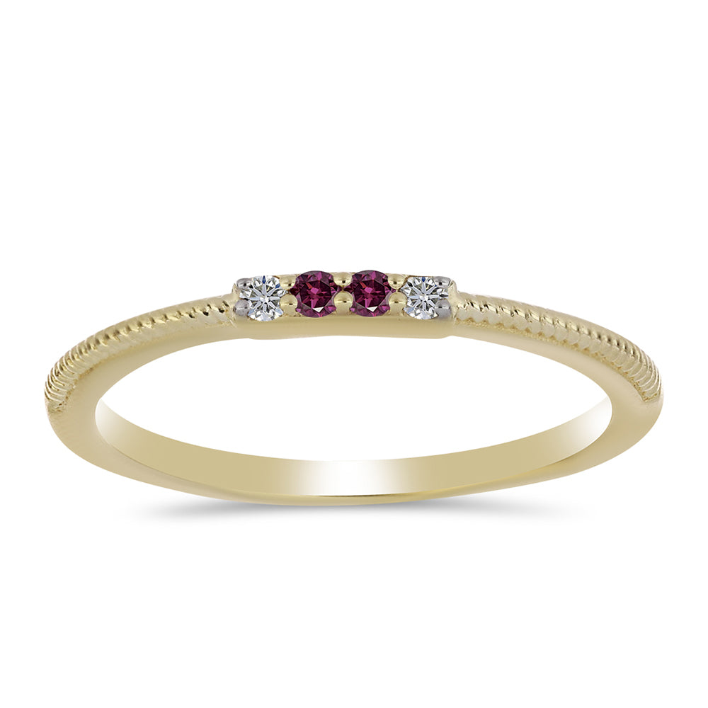 Goldplattierter Silberring mit lila Diamant und weißem Diamant 1 
