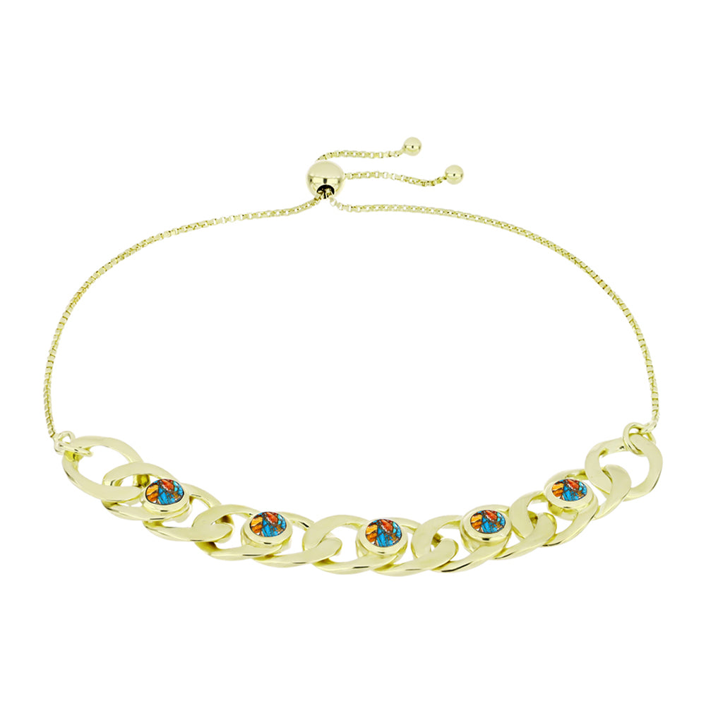 Goldplattiertes Silberarmband mit Austerntürkis 1 