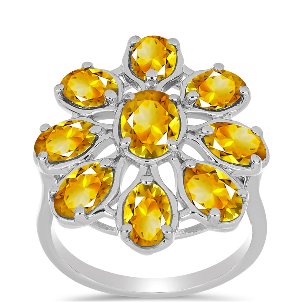 Silberring mit Zitrin aus dem Ural