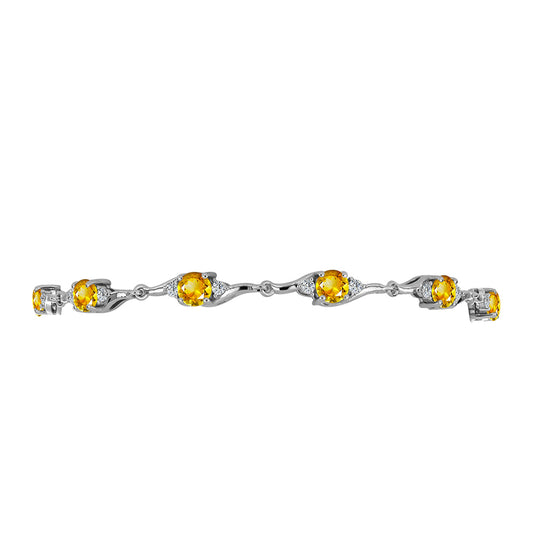 Silberarmband mit Zitrin aus dem Ural und weißem Topas
