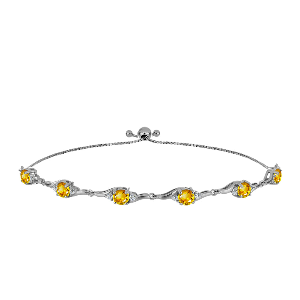 Silberarmband mit Zitrin aus dem Ural und weißem Topas