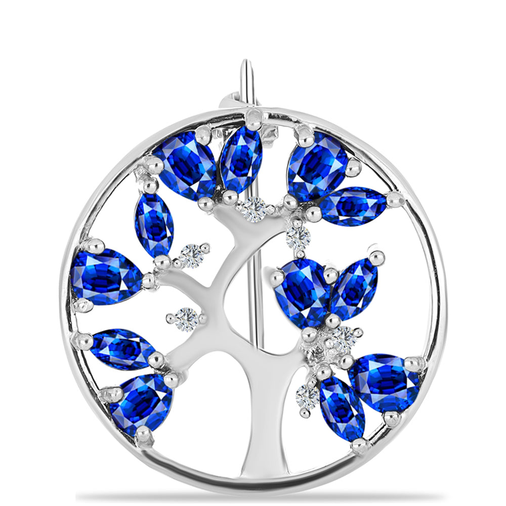 Silberbrosche mit australischem blauem Saphir und weißem Topas 1 