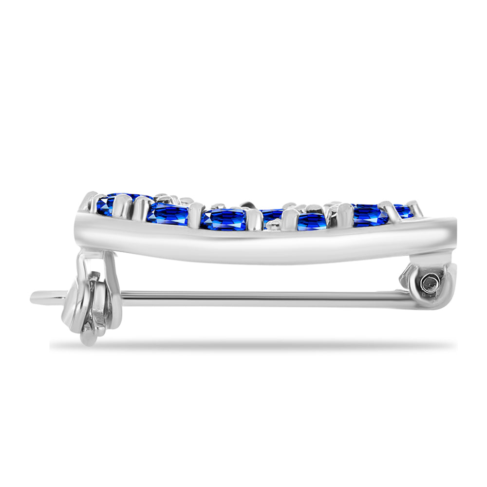 Silberbrosche mit australischem blauem Saphir und weißem Topas 2 