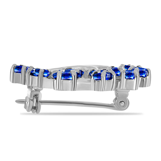 Silberbrosche mit australischem blauem Saphir und weißem Topas