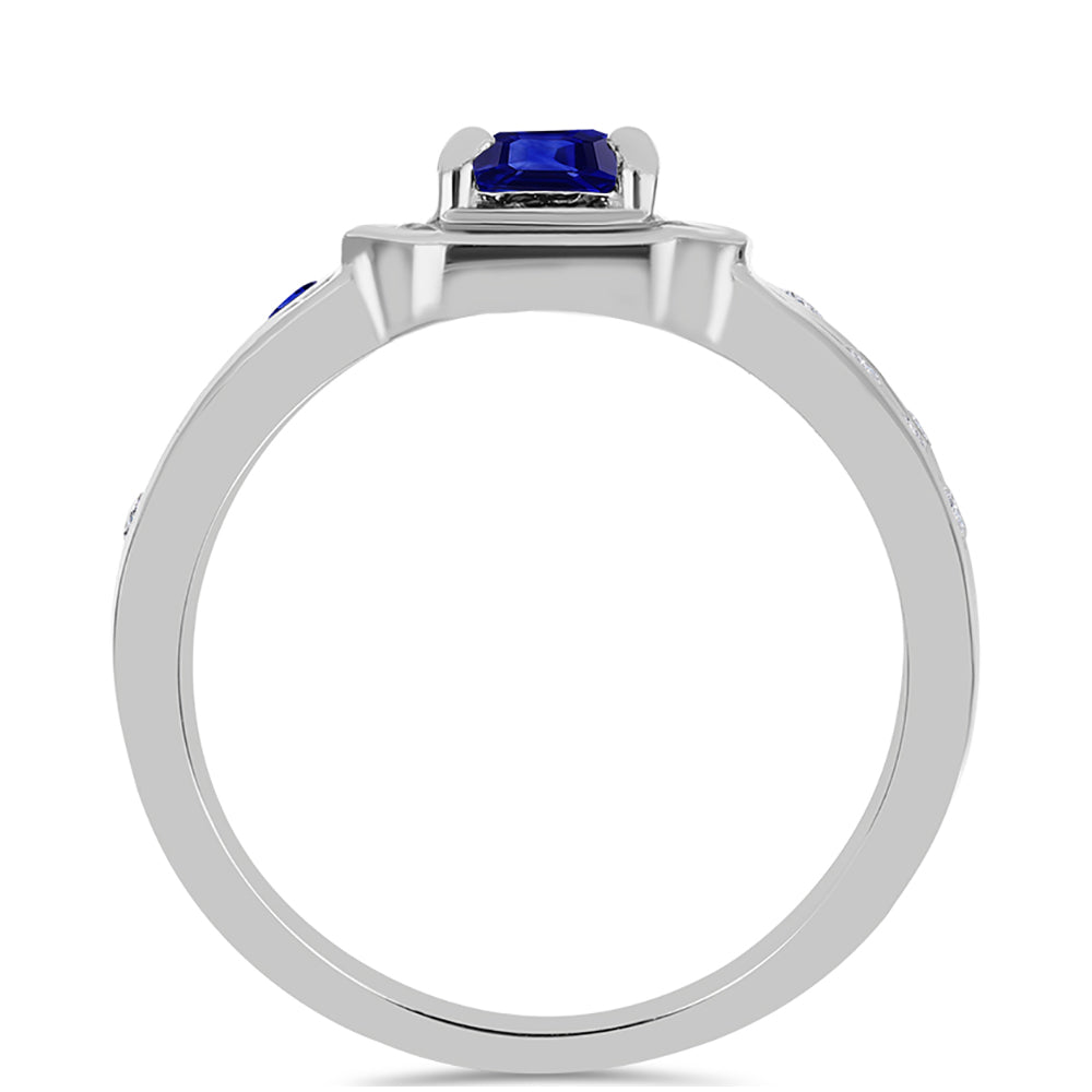 Silberring mit australischem blauem Saphir und weißem Topas