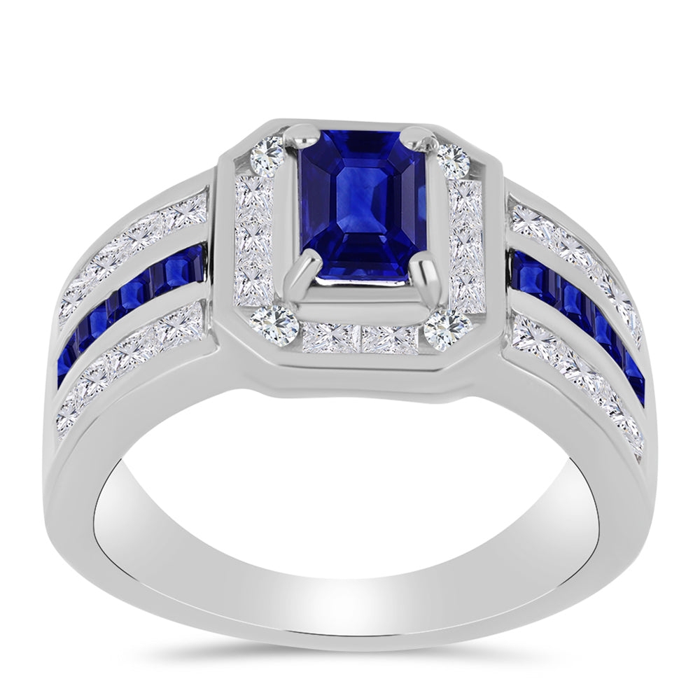 Silberring mit australischem blauem Saphir und weißem Topas 3 