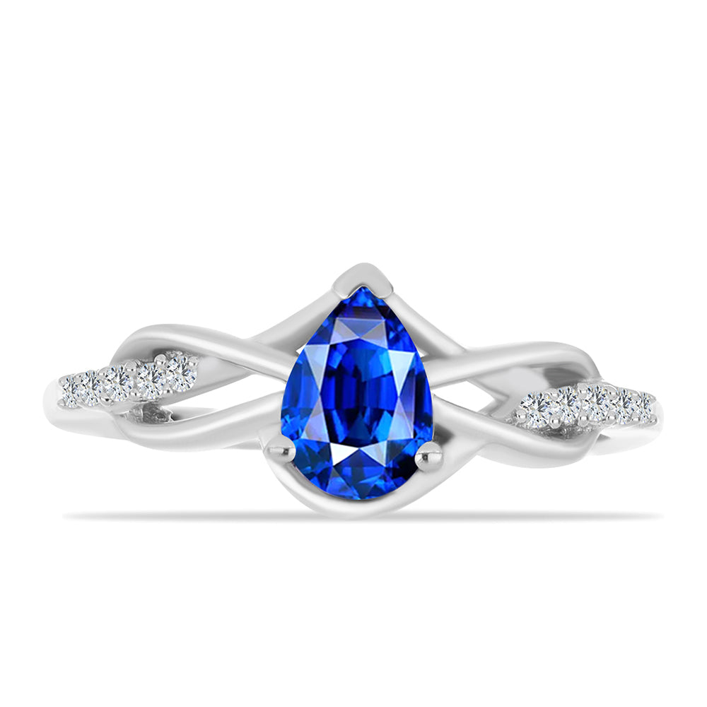 Silberring mit australischem blauem Saphir und weißem Topas 1 