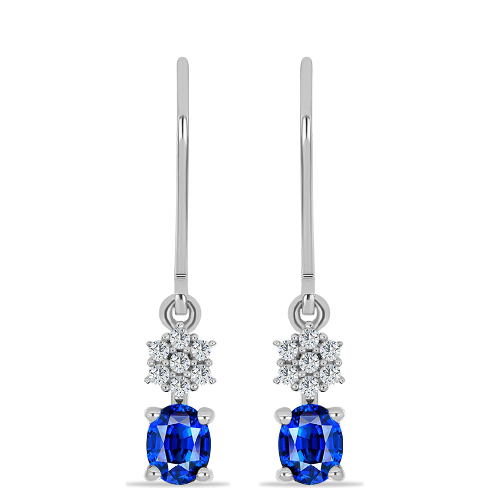 Silberohrringe mit australischem blauem Saphir und weißem Topas
