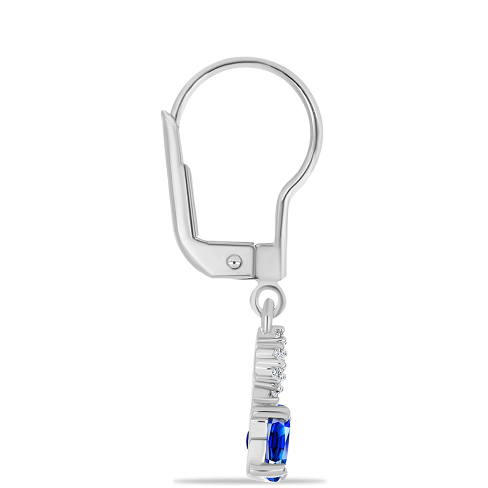 Silberohrringe mit australischem blauem Saphir und weißem Topas 2 