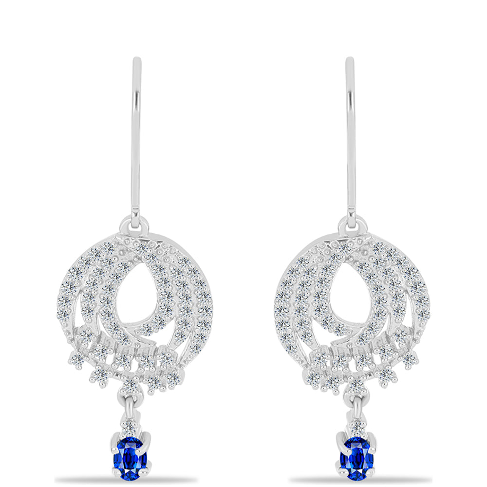 Silberohrringe mit australischem blauem Saphir und weißem Topas