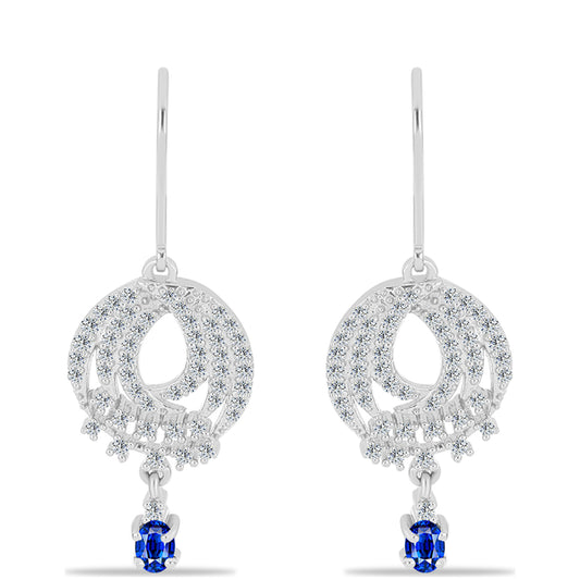 Silberohrringe mit australischem blauem Saphir und weißem Topas