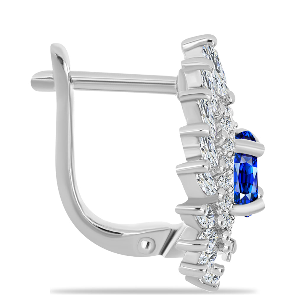 Silberohrringe mit australischem blauem Saphir und weißem Zirkon 2 