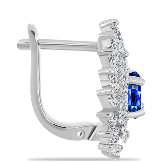 Silberohrringe mit australischem blauem Saphir und weißem Zirkon