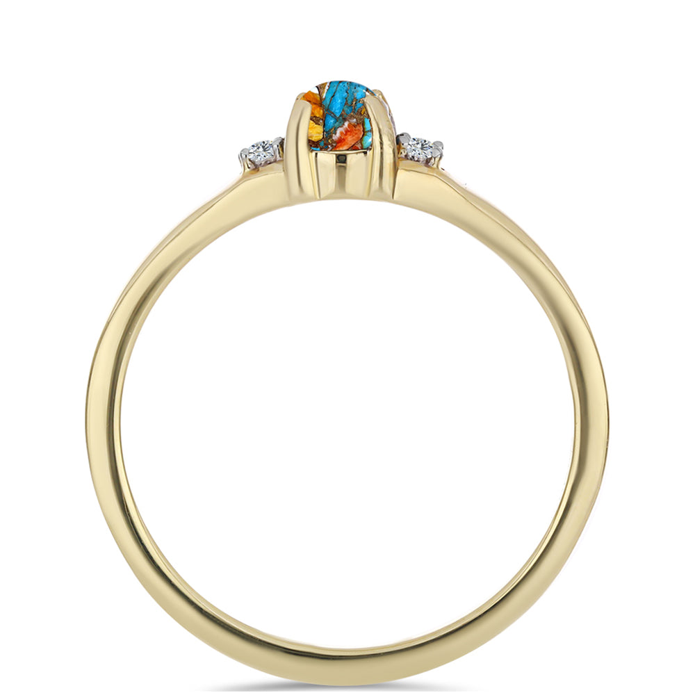 Goldplattierter Silberring mit Austerntürkis und weißem Topas 2 