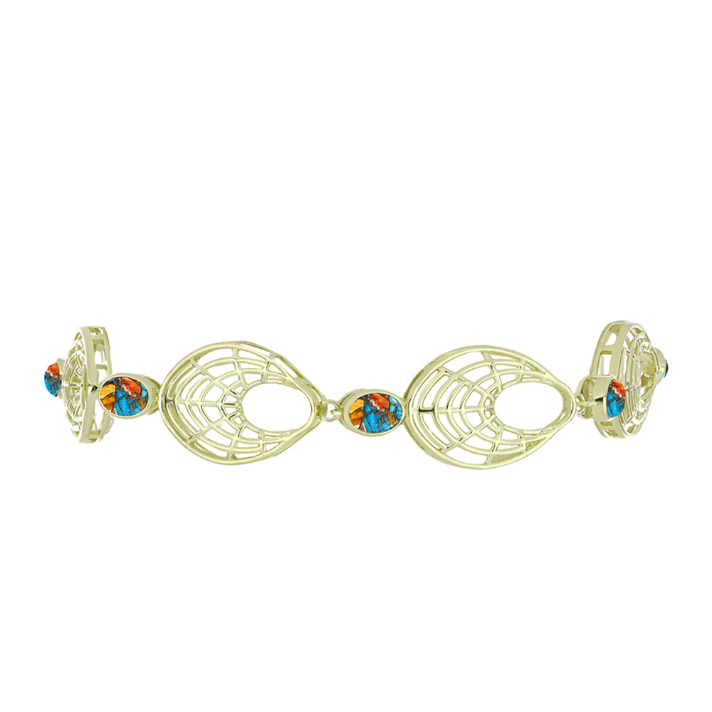 Goldplattiertes Silberarmband mit Austerntürkis 2 
