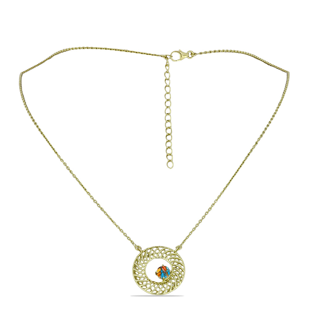 Goldplattierte Silberhalskette mit Austerntürkis 1 