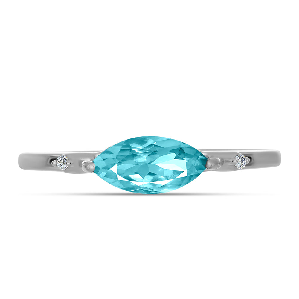 Silberring mit Paraiba Quarz und weißem Topas