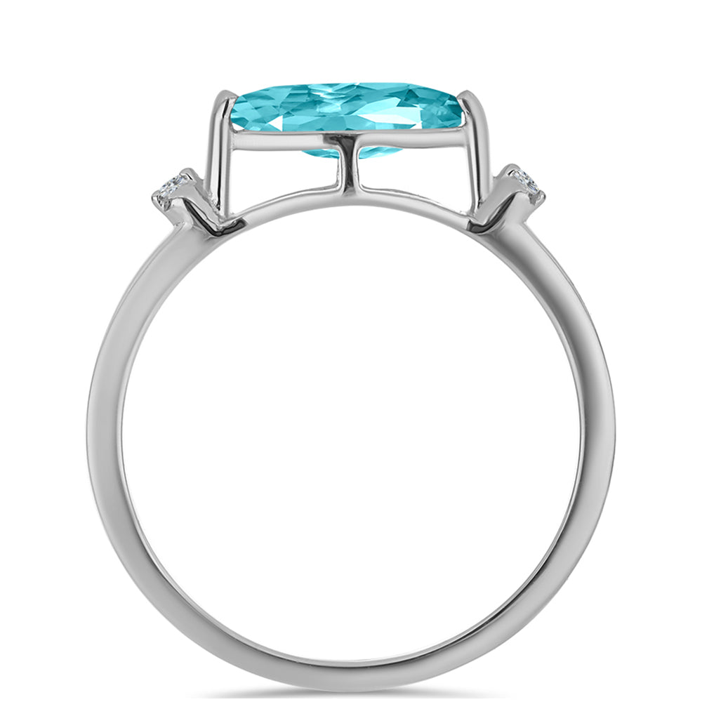 Silberring mit Paraiba Quarz und weißem Topas 3 