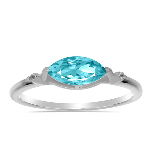 Silberring mit Paraiba Quarz und weißem Topas