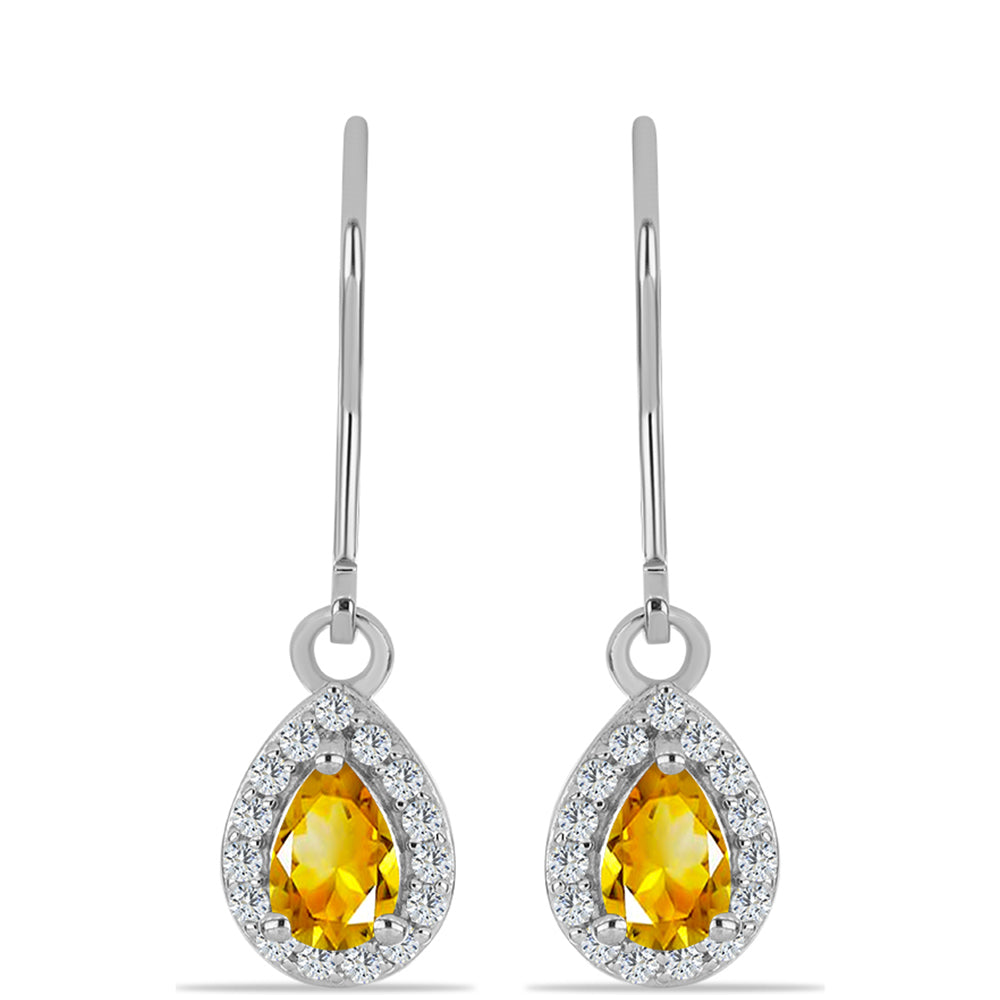 Silberohrringe mit Zitrin aus dem Ural und weißem Topas 1 