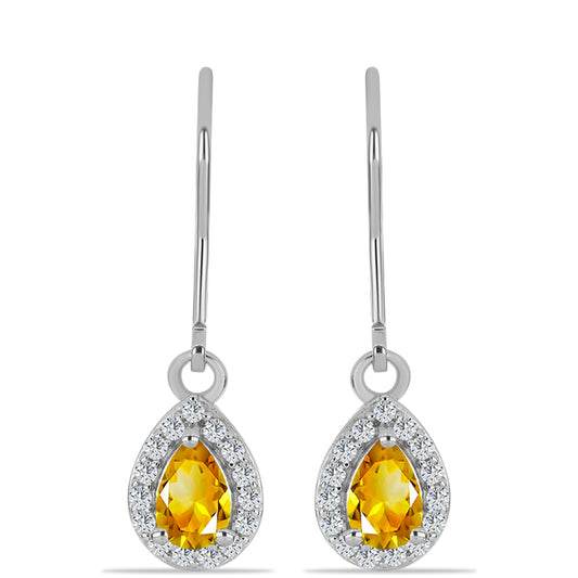 Silberohrringe mit Zitrin aus dem Ural und weißem Topas