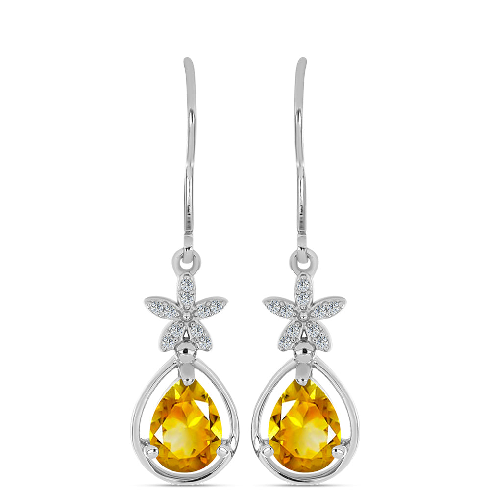 Silberohrringe mit Zitrin aus dem Ural und weißem Topas 1 