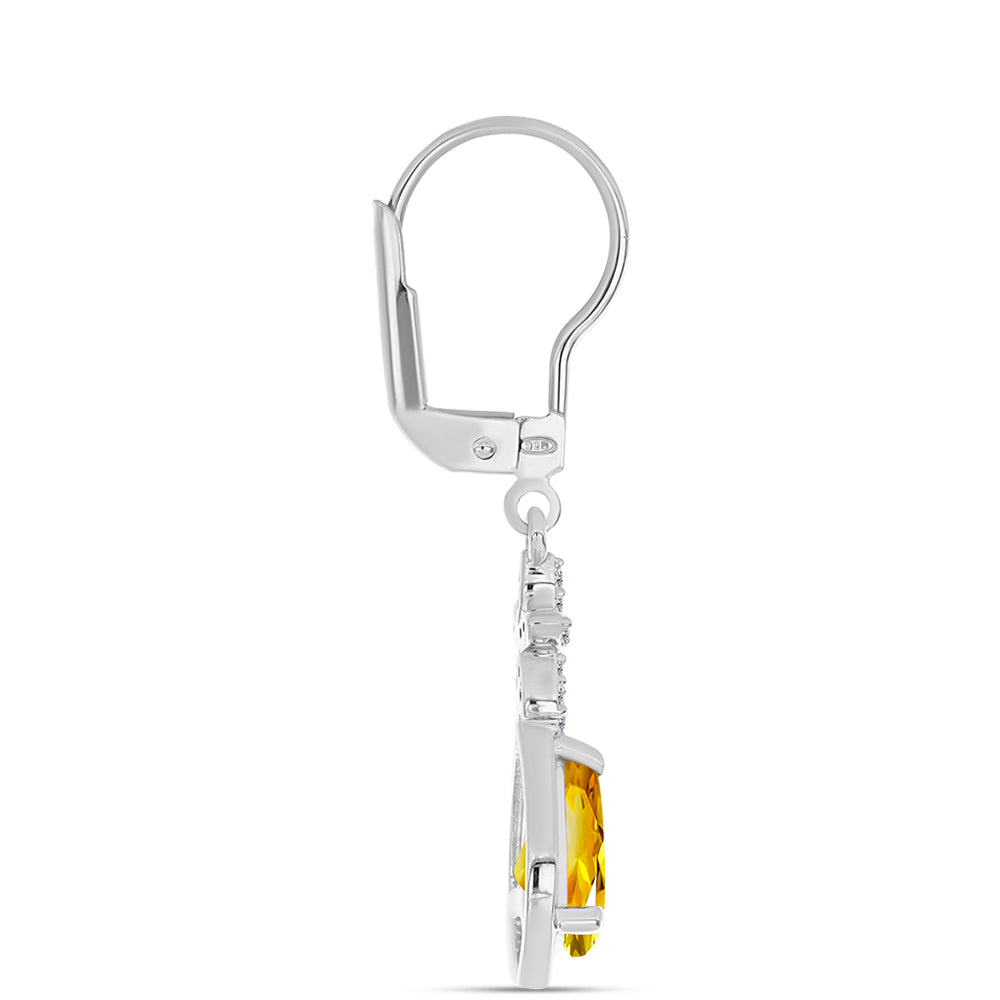 Silberohrringe mit Zitrin aus dem Ural und weißem Topas 2 