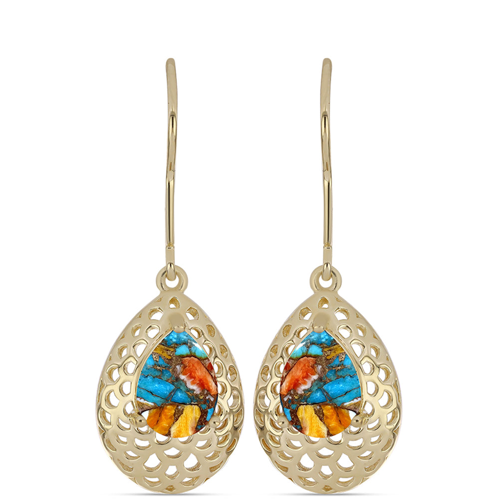 Goldplattierte Silberohrringe mit Austerntürkis 1 