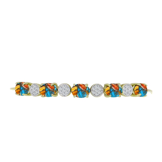 Goldplattiertes Silberarmband mit Austerntürkis und weißem Topas